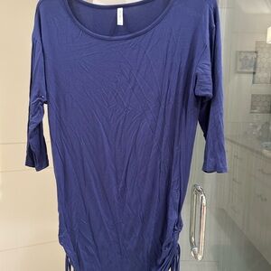 Emerald Ruched Blue 3/4 Sleeve Tunic